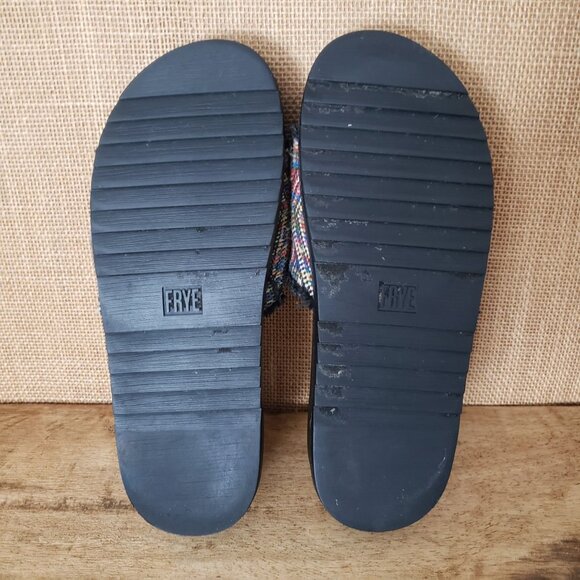 Frye Lily Boho Woven Jacquard Fray Wedge Slide Sandals Southwestern SZ 8 - Picture 11 of 11